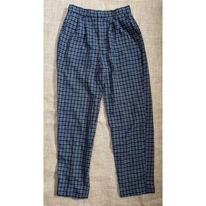 Vintage Black Blue White Plaid Pants 4 6 Dark Academia Cottage Core Preppy